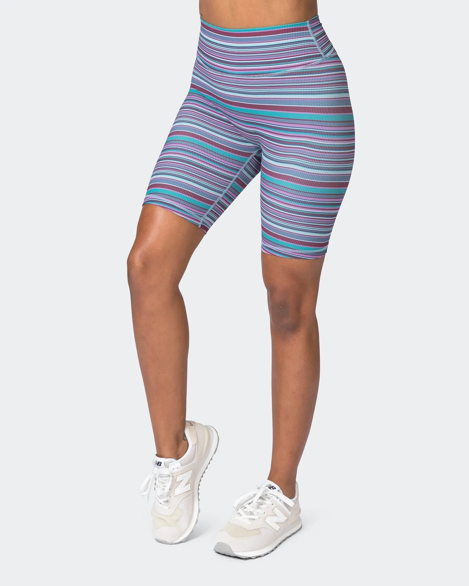 Zero Rise Rib Referee Length Shorts - Dusk Desert Stripe Print