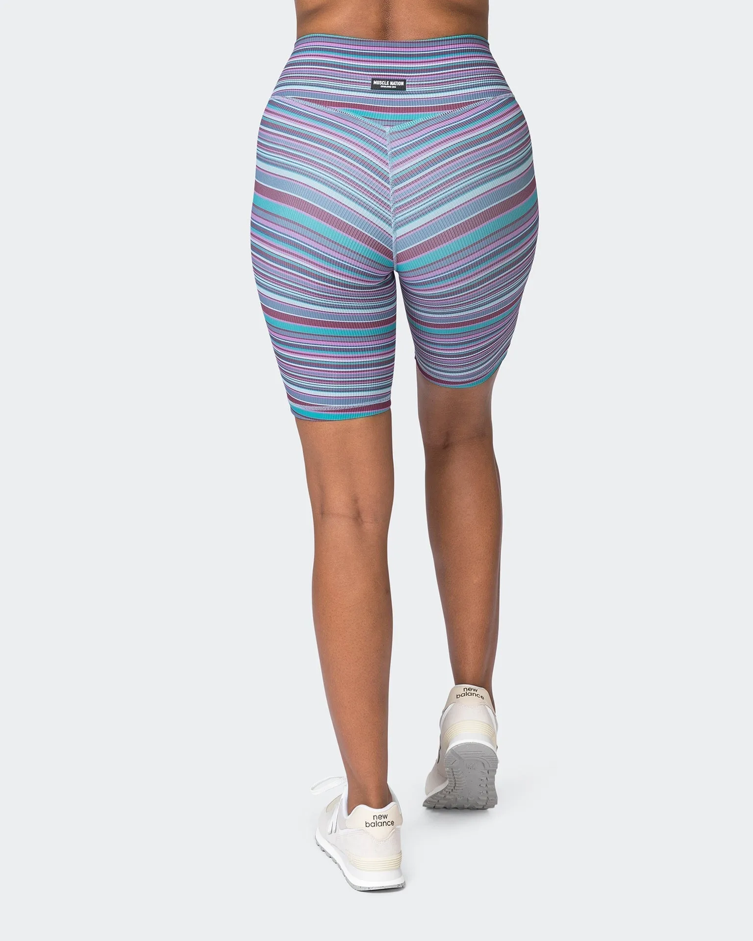Zero Rise Rib Referee Length Shorts - Dusk Desert Stripe Print