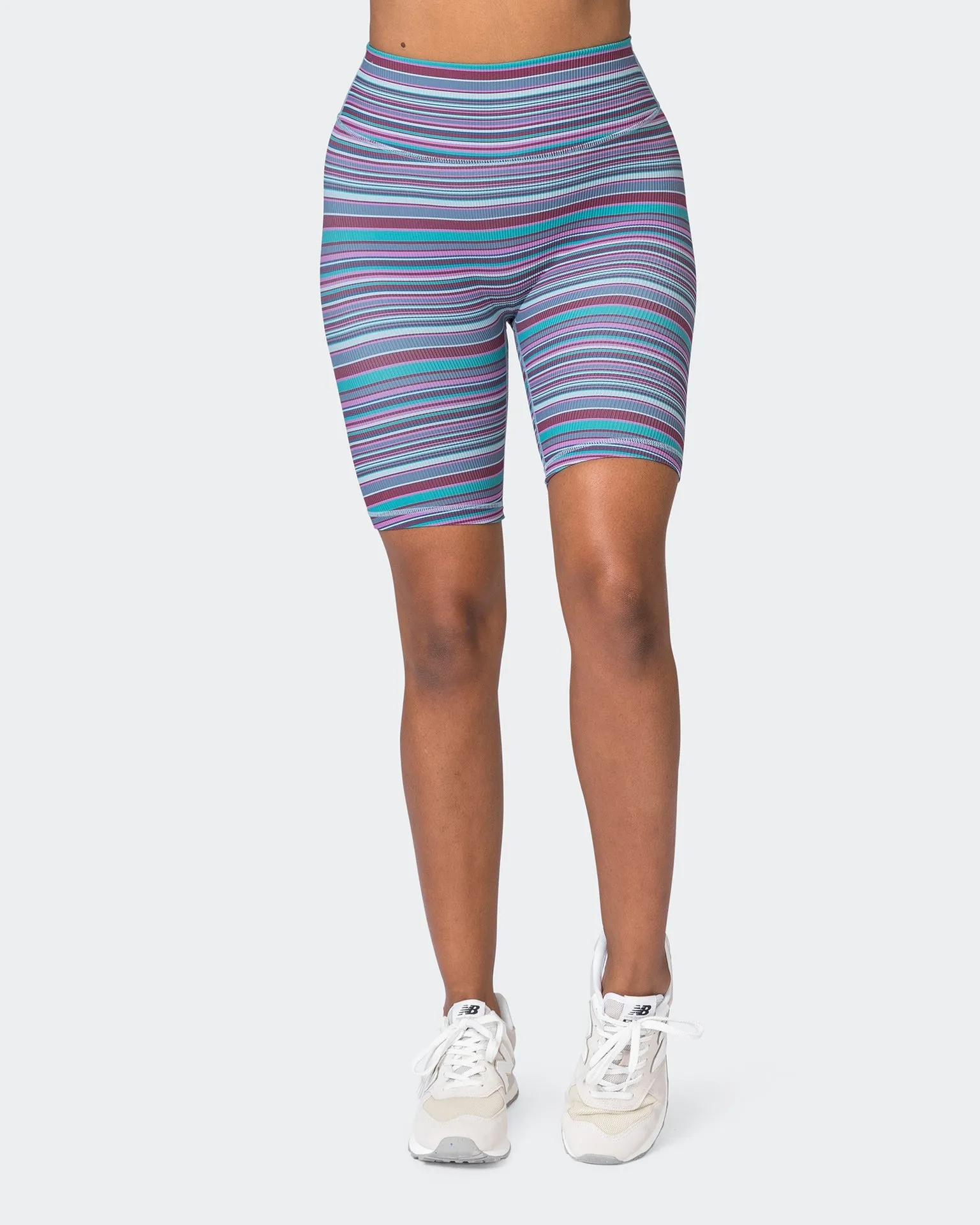 Zero Rise Rib Referee Length Shorts - Dusk Desert Stripe Print